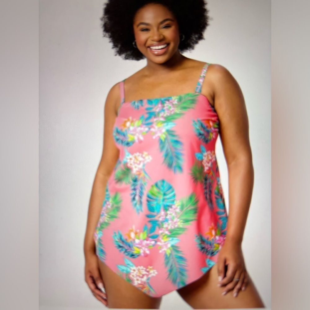 Kim Gravel Tropical Floral Tankini Swimsuit Sz 26W